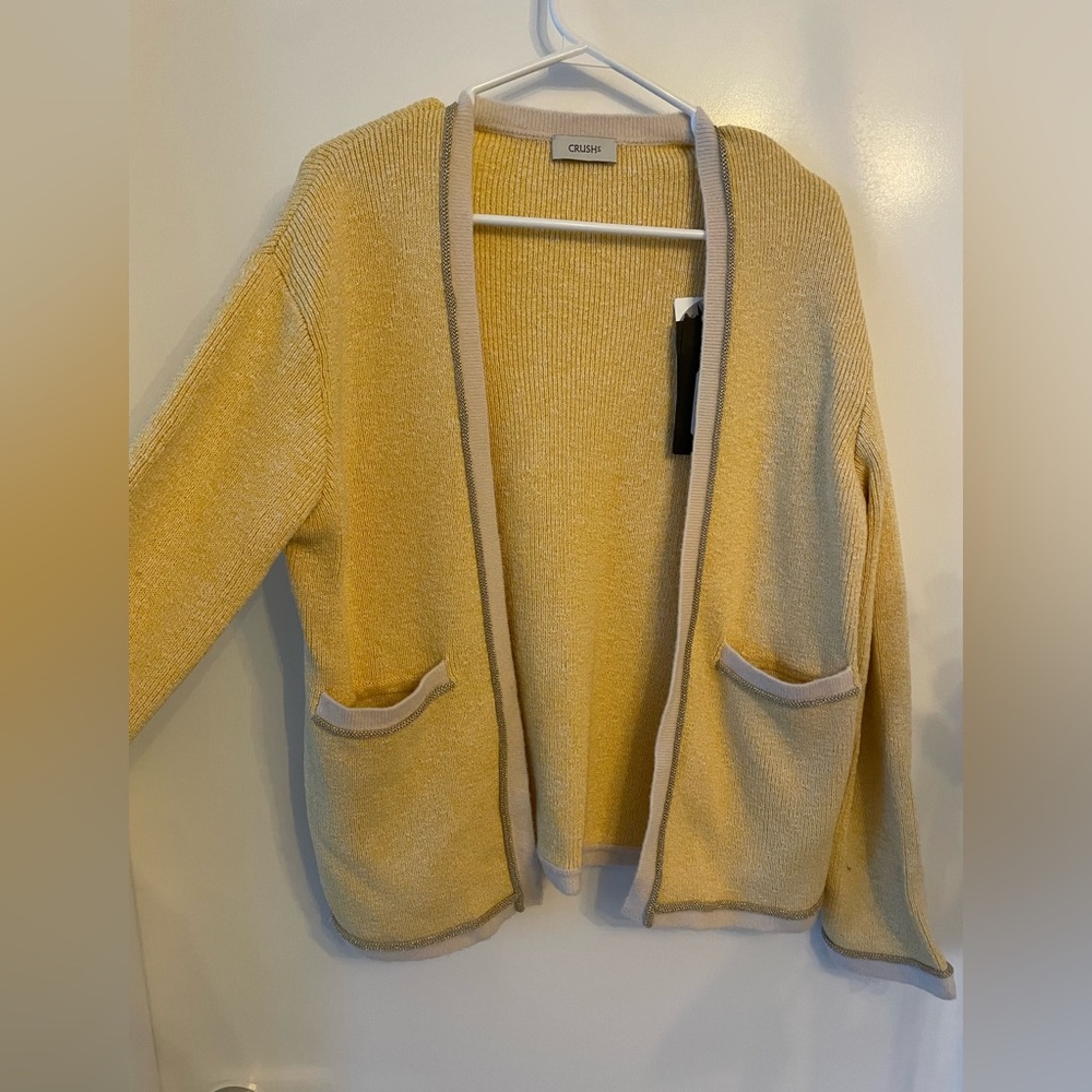 Metal-Trimmed Melange Cardigan